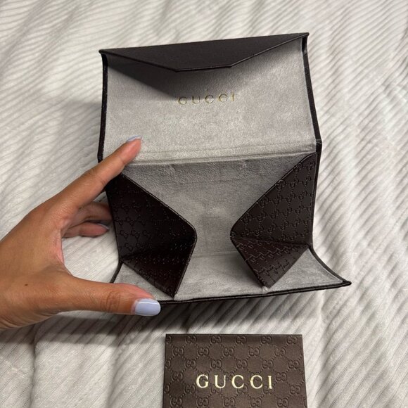Gucci Monogram Sunglasses Case — Brown with Authenticity Card - Picture 3 of 3